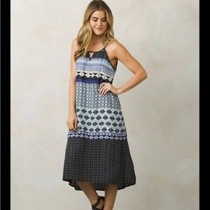 Prana Nari Geometric Pattern Sleeveless Midi Dress